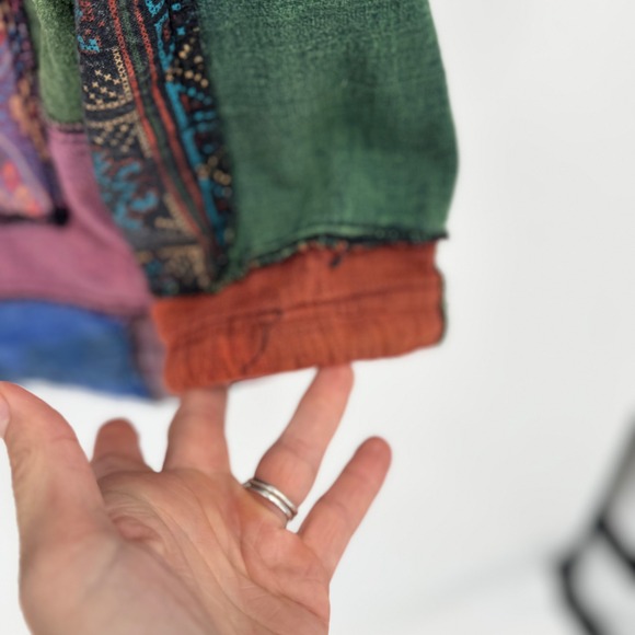 Parava Clothing Patchwork Fleece Lined Zip Up Hoodie Boho Artwear Oversized M/L - Picture 10 of 13